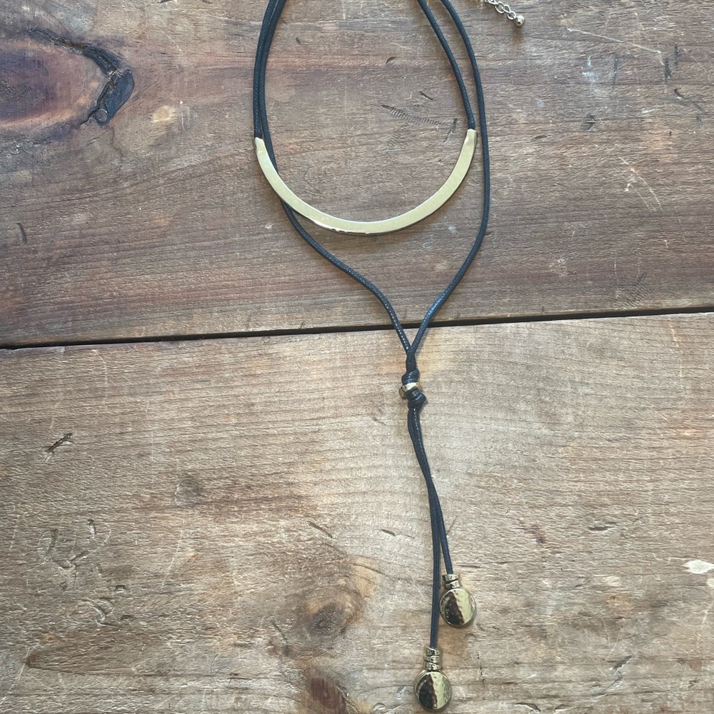 Chico’s Gold and Black Lariat Necklace